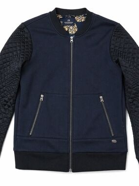 Scotch & Soda Bomber Jacket M Navy Quilted Sleeve Zip Up Unisex Streetwear